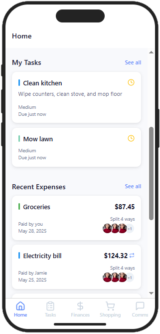 HomeCo complete household management overview with all features